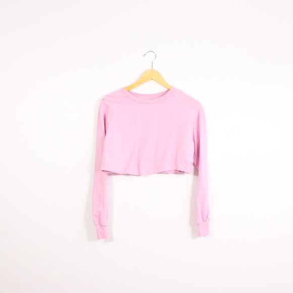 *Forever 21 Bubble Gum Pink Long Sleeve Crop Top - Picture 8 of 8